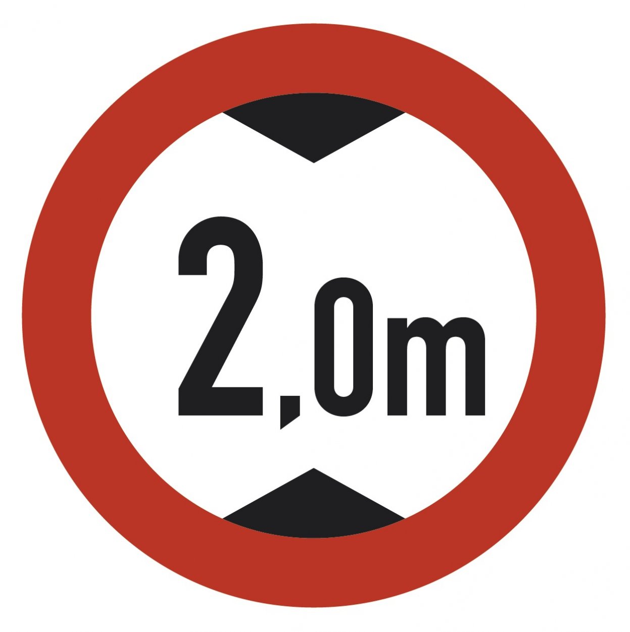 Aufkleber Verkehrszeichen "Durchfahrtshöhe 2m" Fahrzeuge StVO Schild Folie Ø25cm