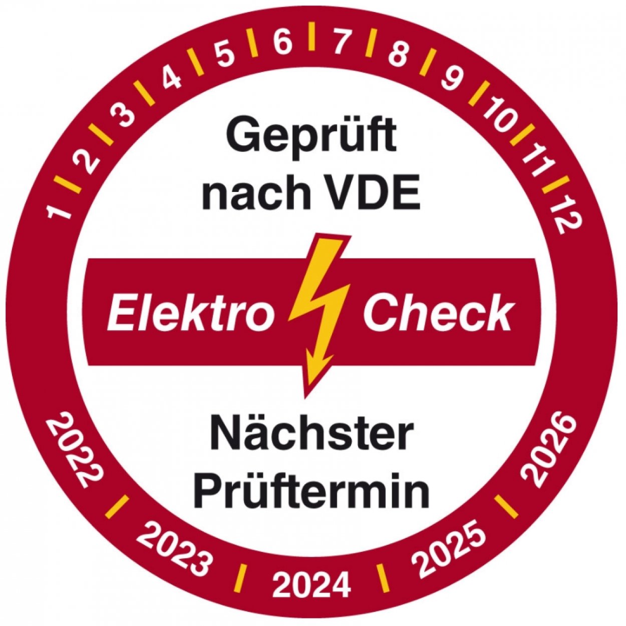 100x Prüfplakette "Geprüft nach VDE Elektro Check 22-26" Aufkleber | Ø15-40mm