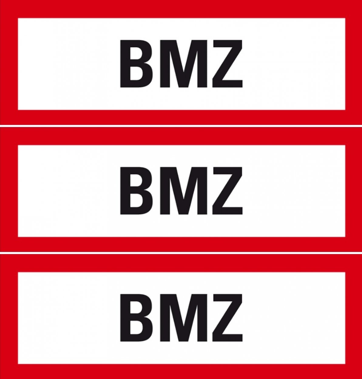 3x Aufkleber "BMZ" Brandmeldezentrale Folie Schild 297x105mm nach DIN 14406