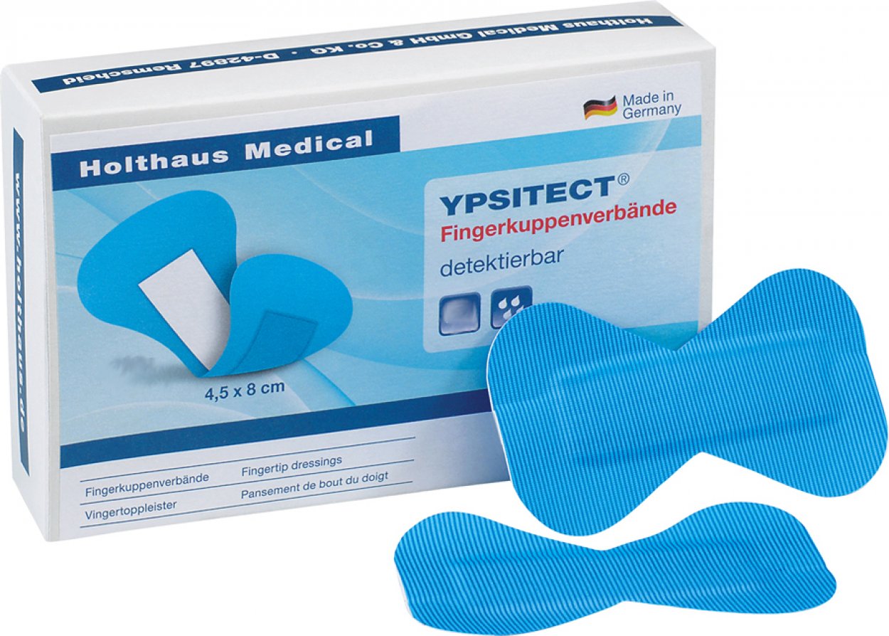 50x YPSITECT Fingerverband Pflaster blau detektierbar + elastisch | 4,5 x 8 cm