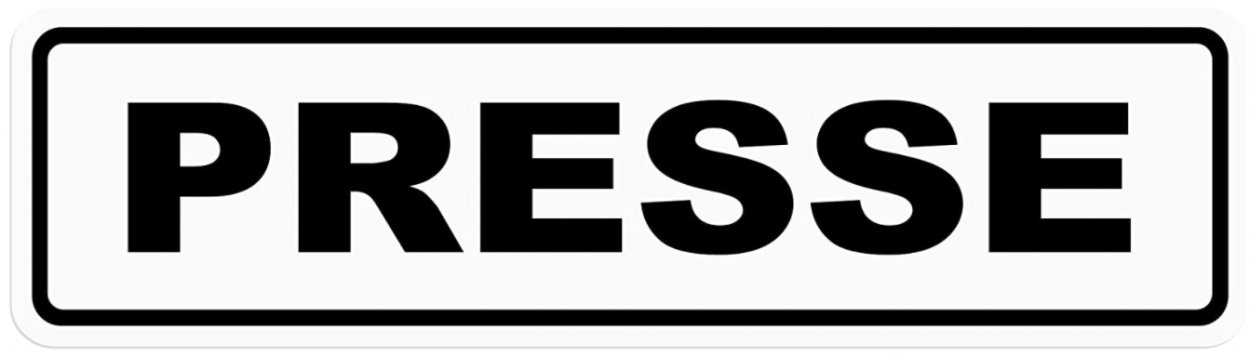 Aufkleber Presseschild "PRESSE" Folie selbstklebend schwarz/weiß | Größen wählbar