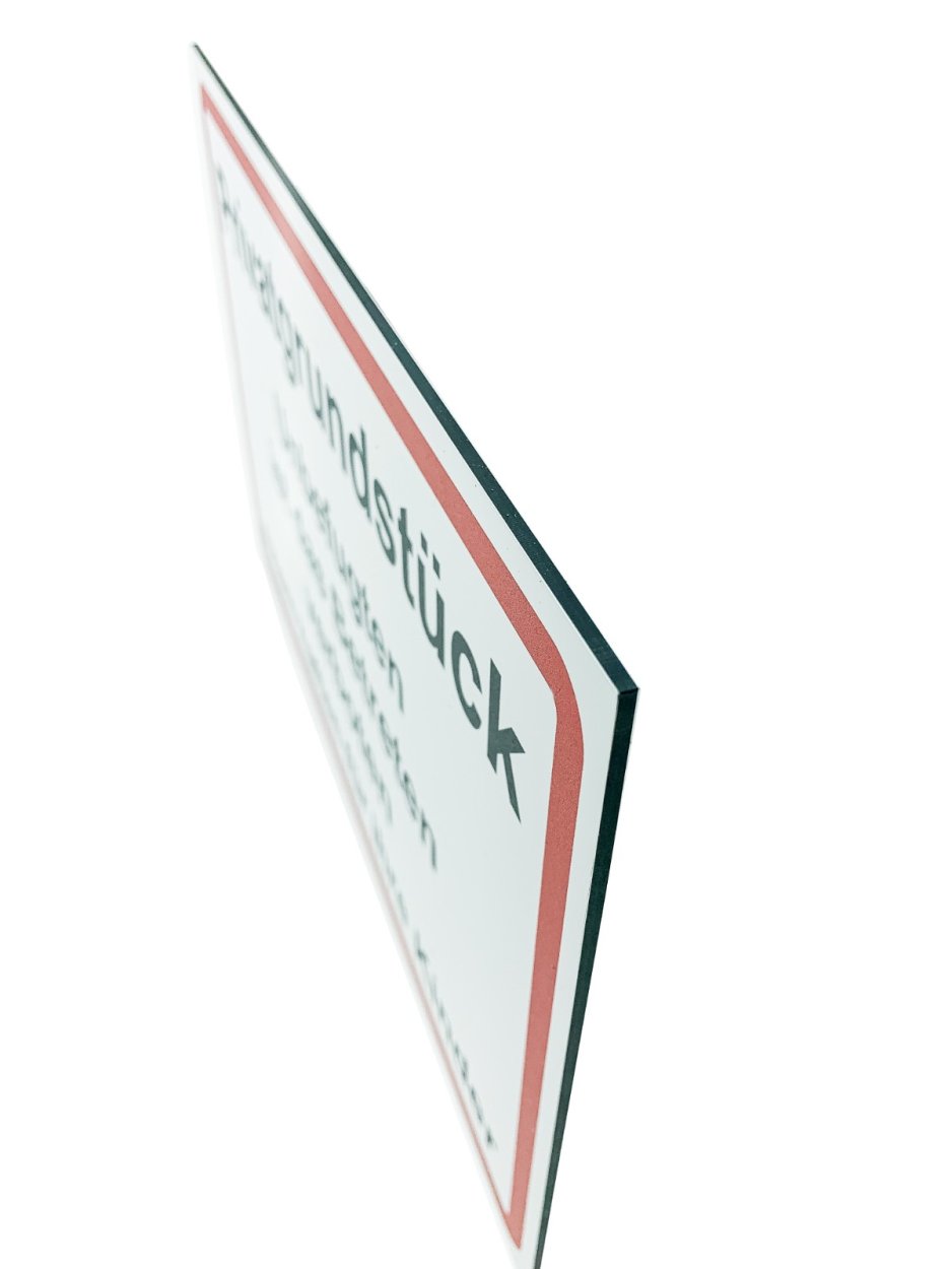 Aluminium-Schild Verbot „Privatgrundstück Unbefugten..“ 3mm Alu Dibond® | 20x30 cm