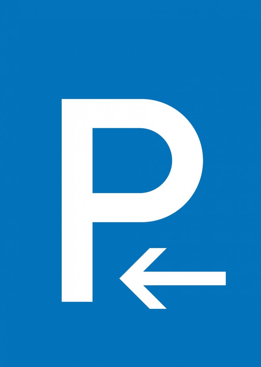 Verkehrszeichen Alu-Schild "Parkplatz Pfeil links" 3mm Alu Dibond® | 30x20cm