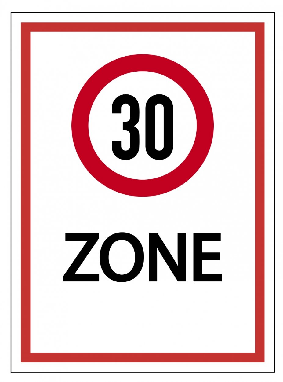 Aufkleber Hinweis "Tempo-30-Zone" StVO Verkehr Schild Folie | Größe wählbar