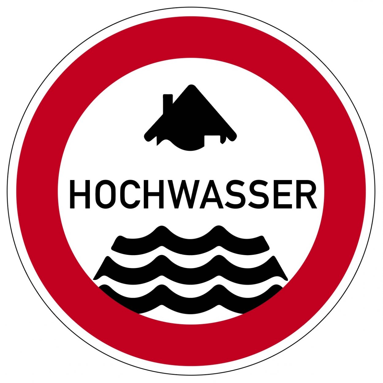 Aufkleber Warnung "HOCHWASSER" Haus Symbol Hinweis Schild Folie | Ø5-30cm