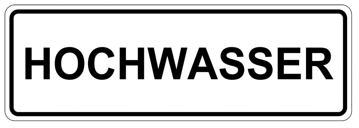 Aufkleber Warnung Hinweis "HOCHWASSER" Schild Folie schwarz/weiß | Größe wählbar