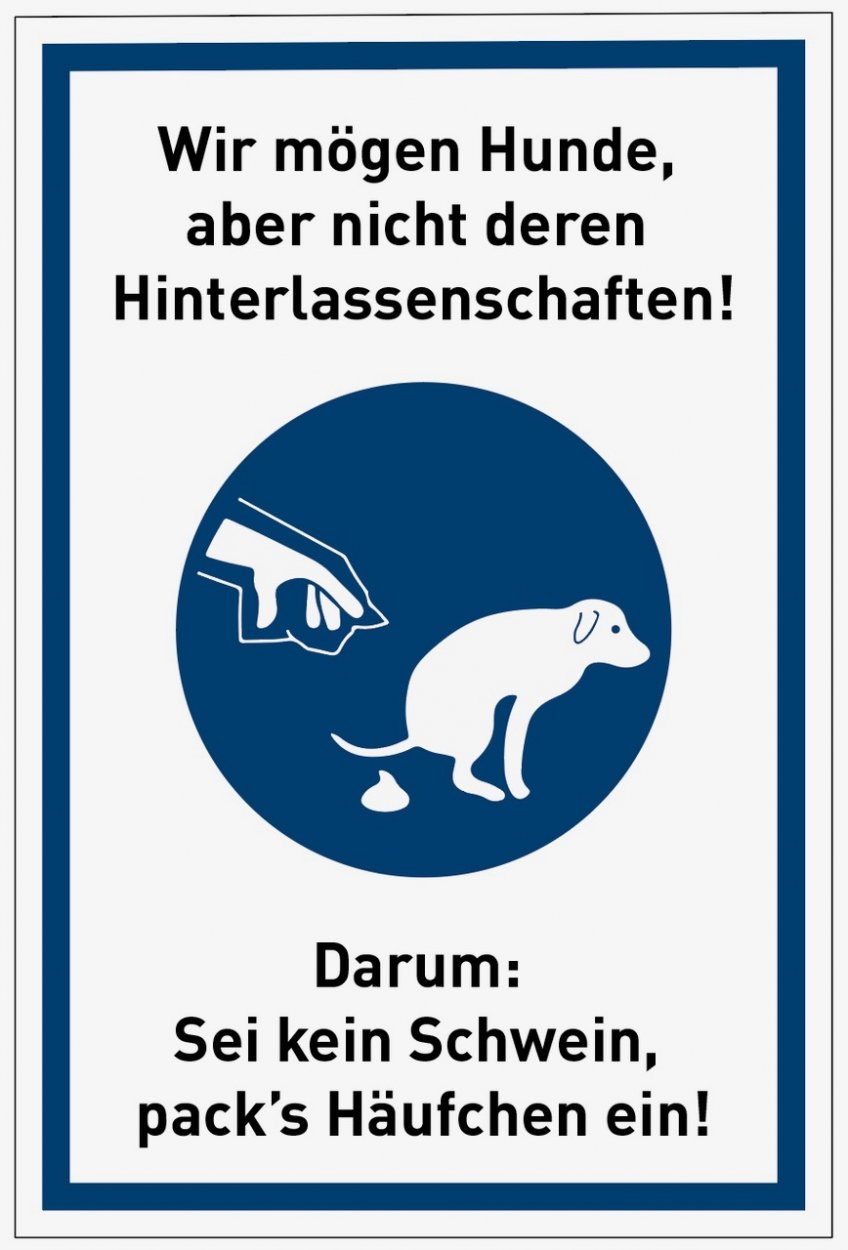 Aufkleber Hinweis "Hundekot mitnehmen" Schild Folie blau/weiß | Größe wählbar
