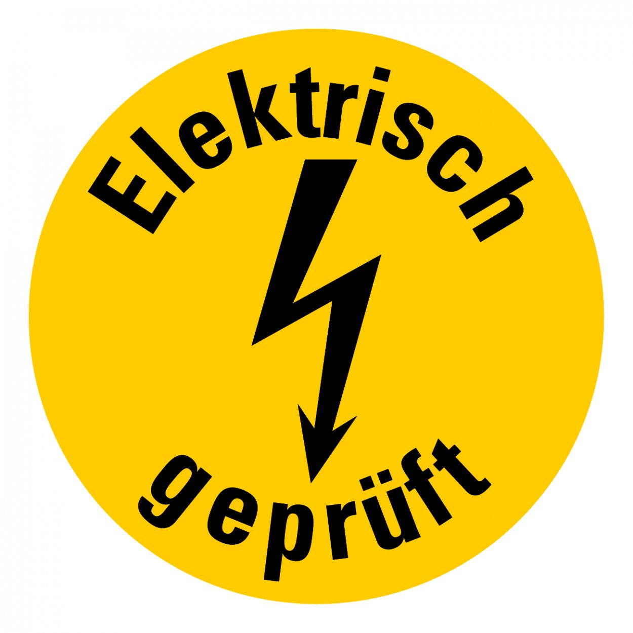 100 Stück - Prüfplakette Elektro Check "Elektrisch geprüft" Etikett Folie Aufkleber, gelb | Ø15-40mm Made in Germany