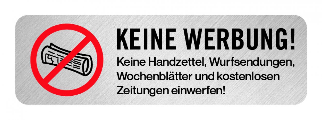 Aufkleber Hinweis „Bitte keine Werbung..“ Briefkasten Etikett Metallic-Look | Größe wählbar Aufkleber Hinweis „Bitte keine Werbung..“ Briefkasten Etikett Metallic-Look | Größe wählbar