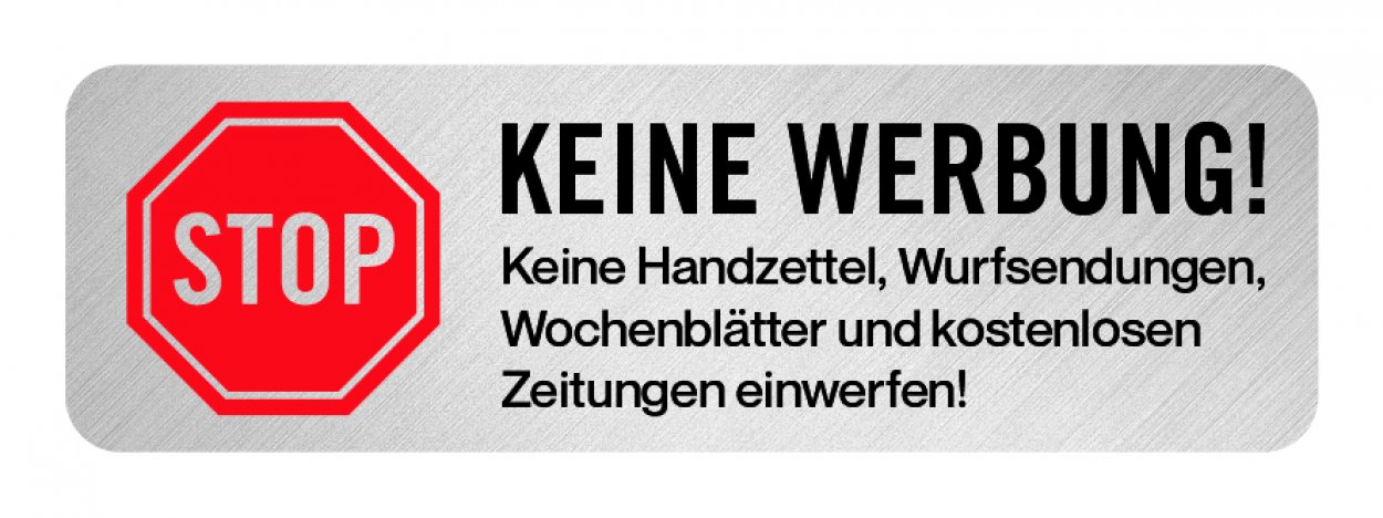 Aufkleber Hinweis „Bitte keine Werbung..“ Briefkasten Etikett Metallic-Look | Größe wählbar Aufkleber Hinweis „Bitte keine Werbung..“ Briefkasten Etikett Metallic-Look | Größe wählbar