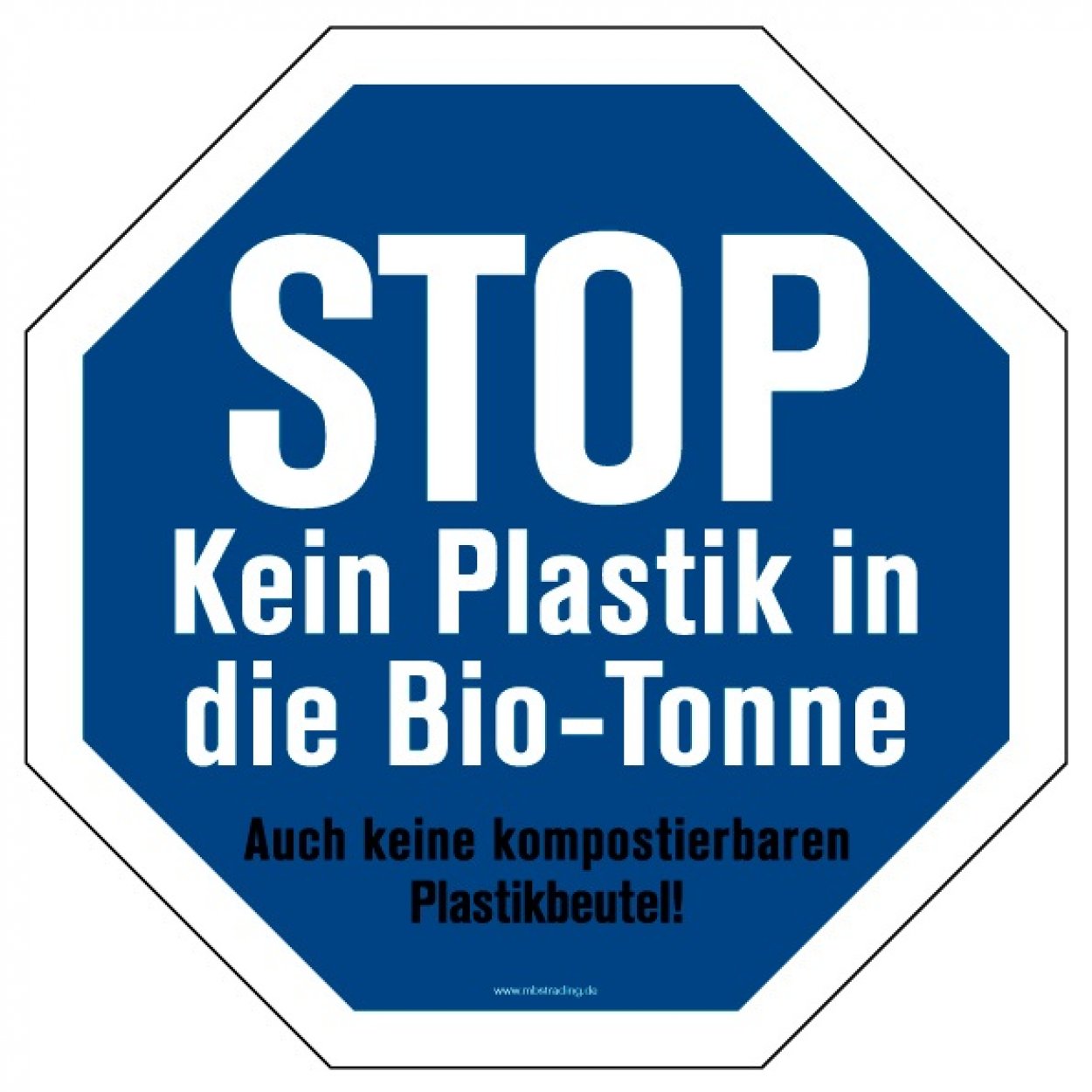 Aufkleber Hinweis „STOP Biotonne..“ Recycling Etikett Oktagon, blau | Größe wählbar