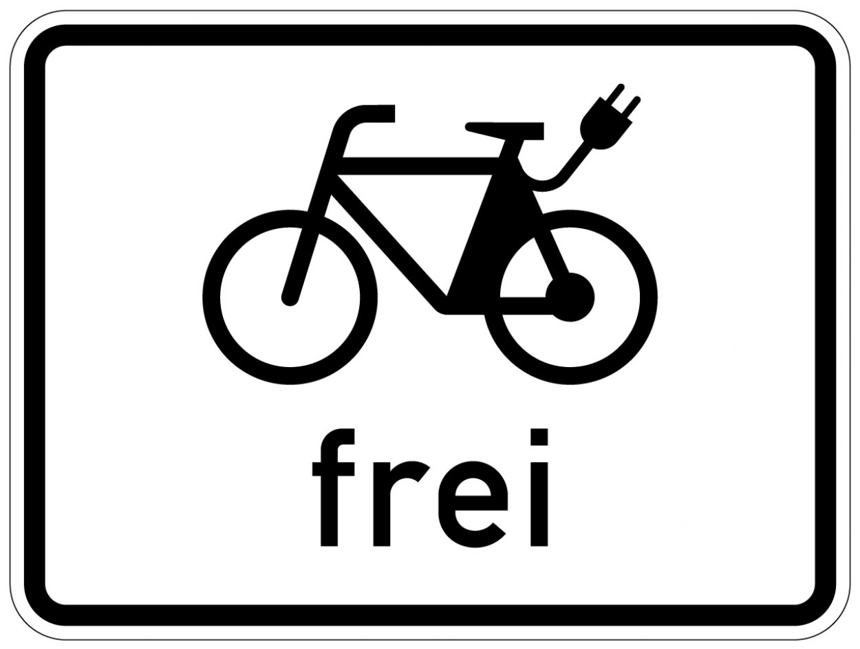 Aufkleber Verkehr Zusatzzeichen "E-Bikes frei" StVO Schild Folie selbstklebend