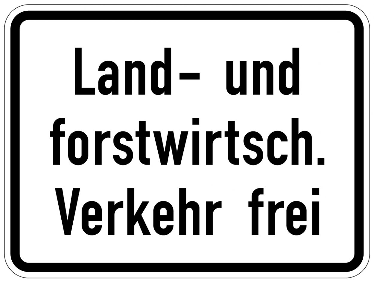 Aufkleber Verkehr Zusatzzeichen "Land- und forstwirtschaftlicher Verkehr frei"