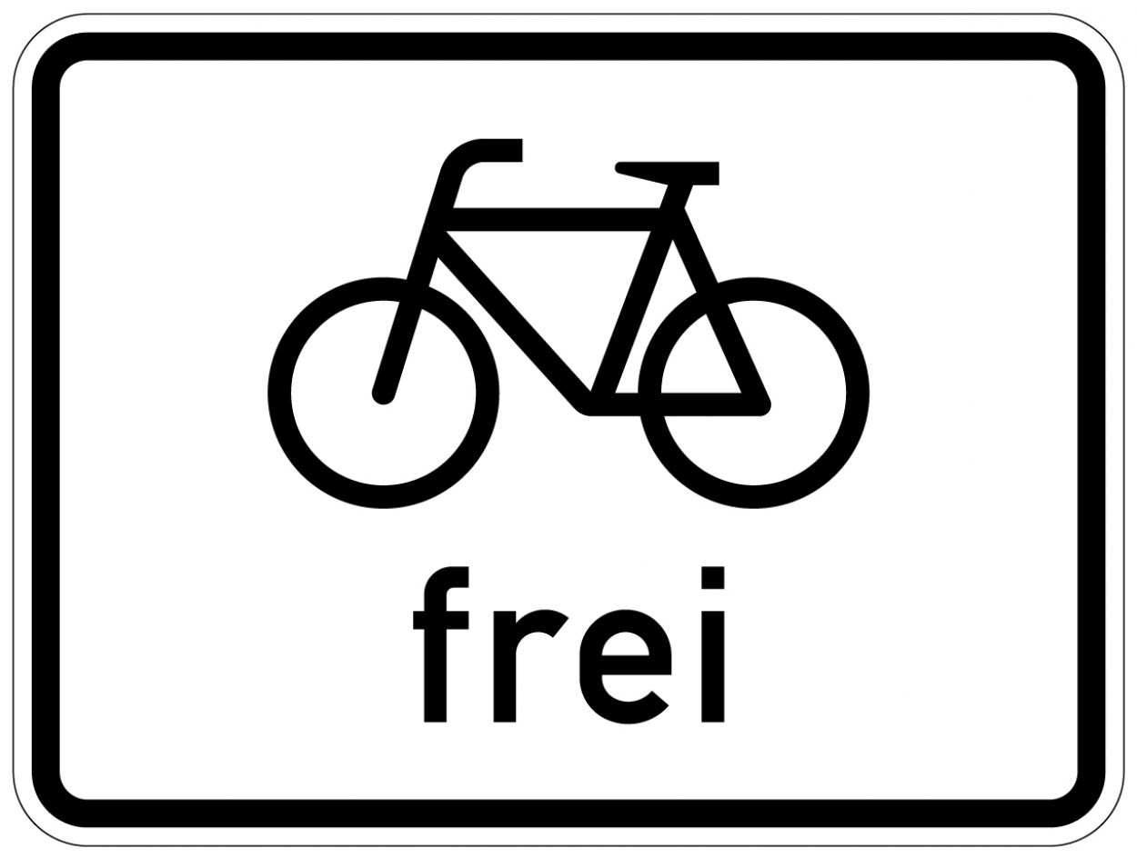Aufkleber Verkehr Zusatzzeichen "Radfahrer frei" StVO Schild selbstklebend