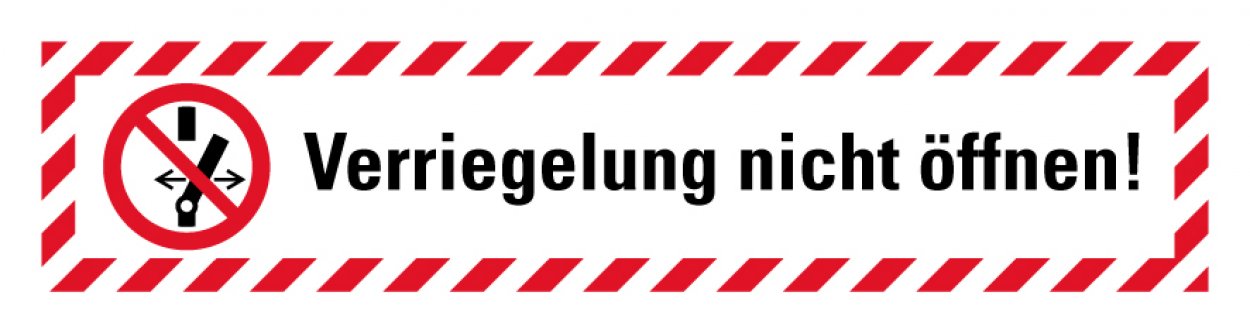 Aufkleber Verbot „Verriegelung nicht öffnen!“ Etikett ähnl. ISO 7010 | Größe wählbar Aufkleber Verbot „Verriegelung nicht öffnen!“ Etikett ähnl. ISO 7010 | Größe wählbar