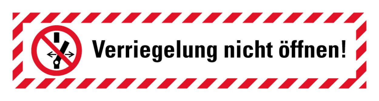 Aufkleber Verbot "Verriegelung nicht öffnen!" Schild Folie ähnl. ISO 7010