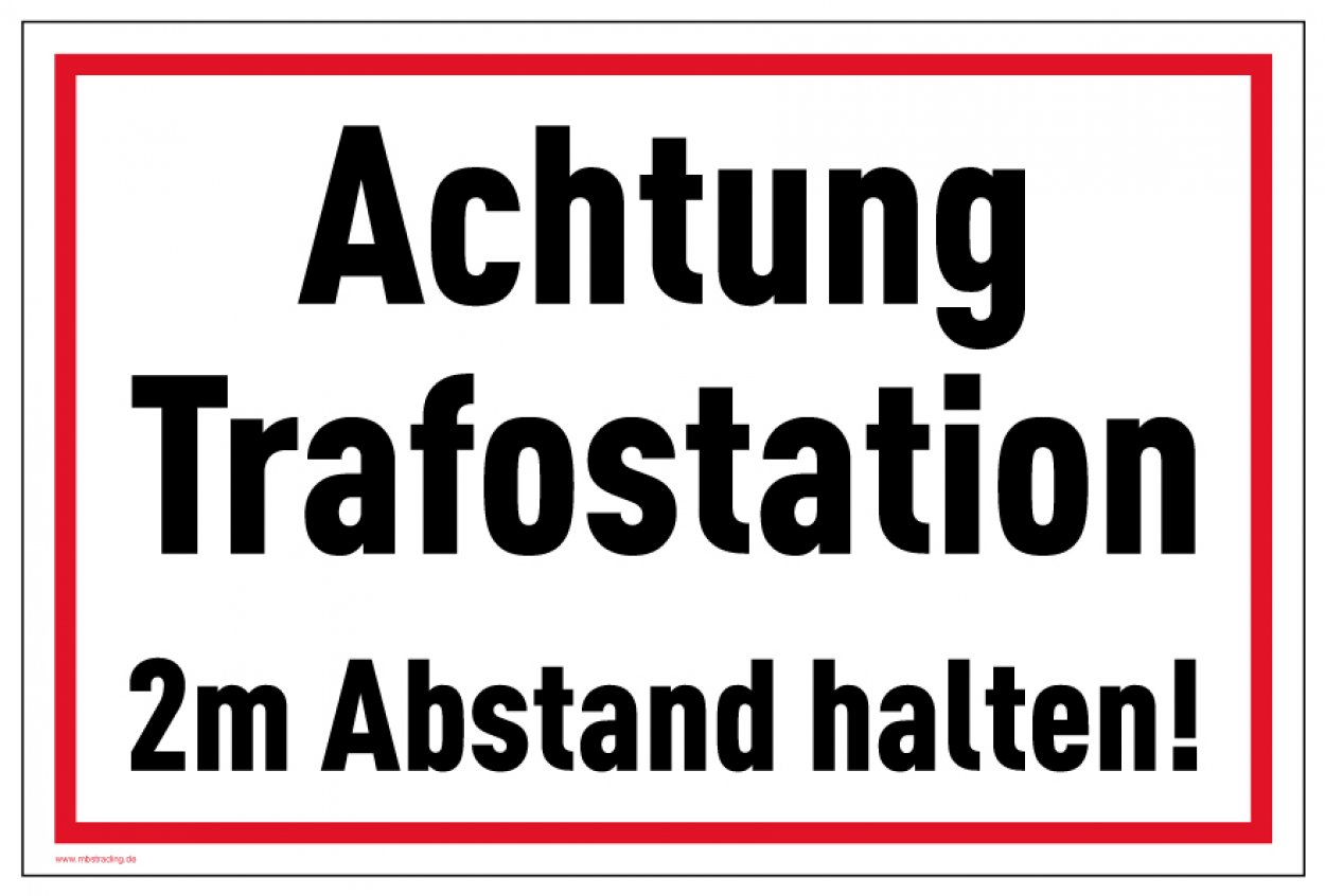 Aufkleber Hinweis „Achtung Trafostation 2m Abstand halten!“ Warnetikett Aufkleber Hinweis „Achtung Trafostation 2m Abstand halten!“ Warnetikett