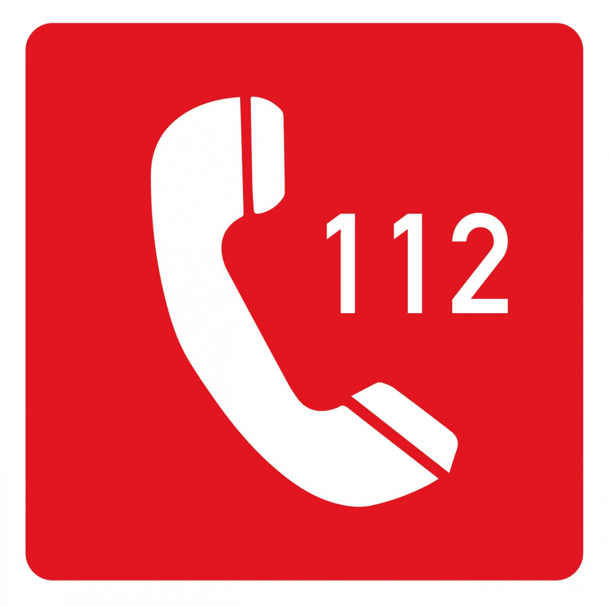 Aufkleber Rettungs Hinweis "Notruf 112" Symbol Schild Folie rot | 5-40cm