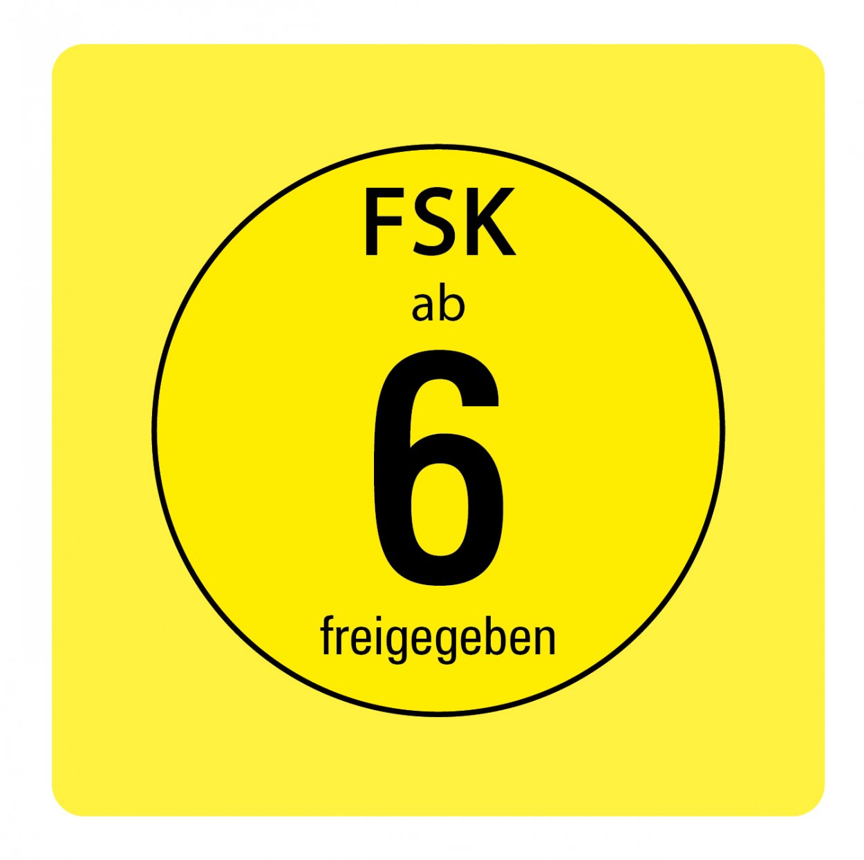 Aufkleber Hinweis Alterseinstufung "FSK ab 6" Symbol Etikett, gelb | Größe wählbar