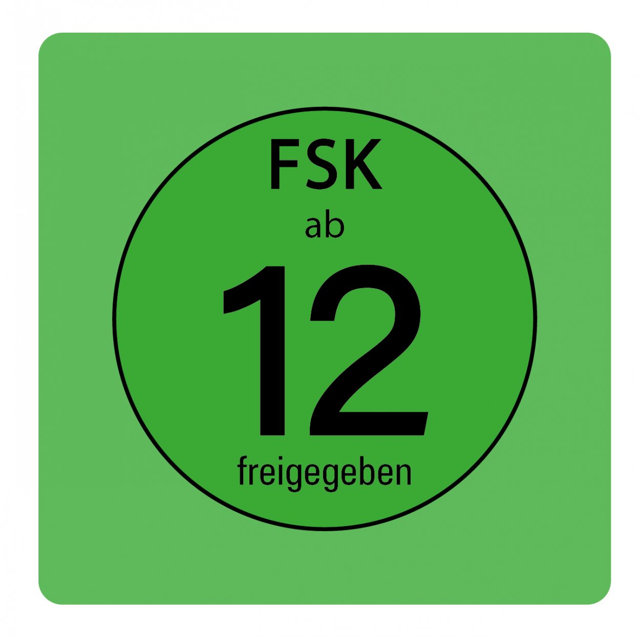 Aufkleber Hinweis Aufkleber Hinweis Alterseinstufung "FSK ab 12" Symbol Schild Folie grün | 5-40cm Symbol Schild Folie grün | 5-40cm