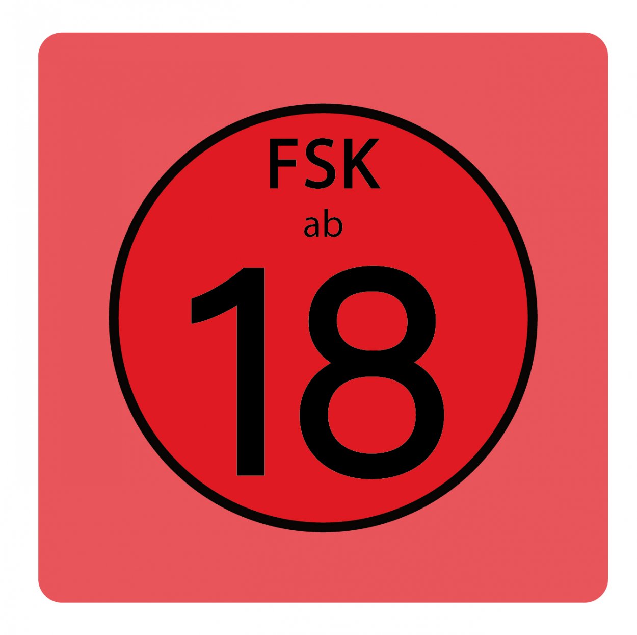Aufkleber Hinweis Alterseinstufung "FSK ab 18" Symbol Schild Folie rot | 5-40cm