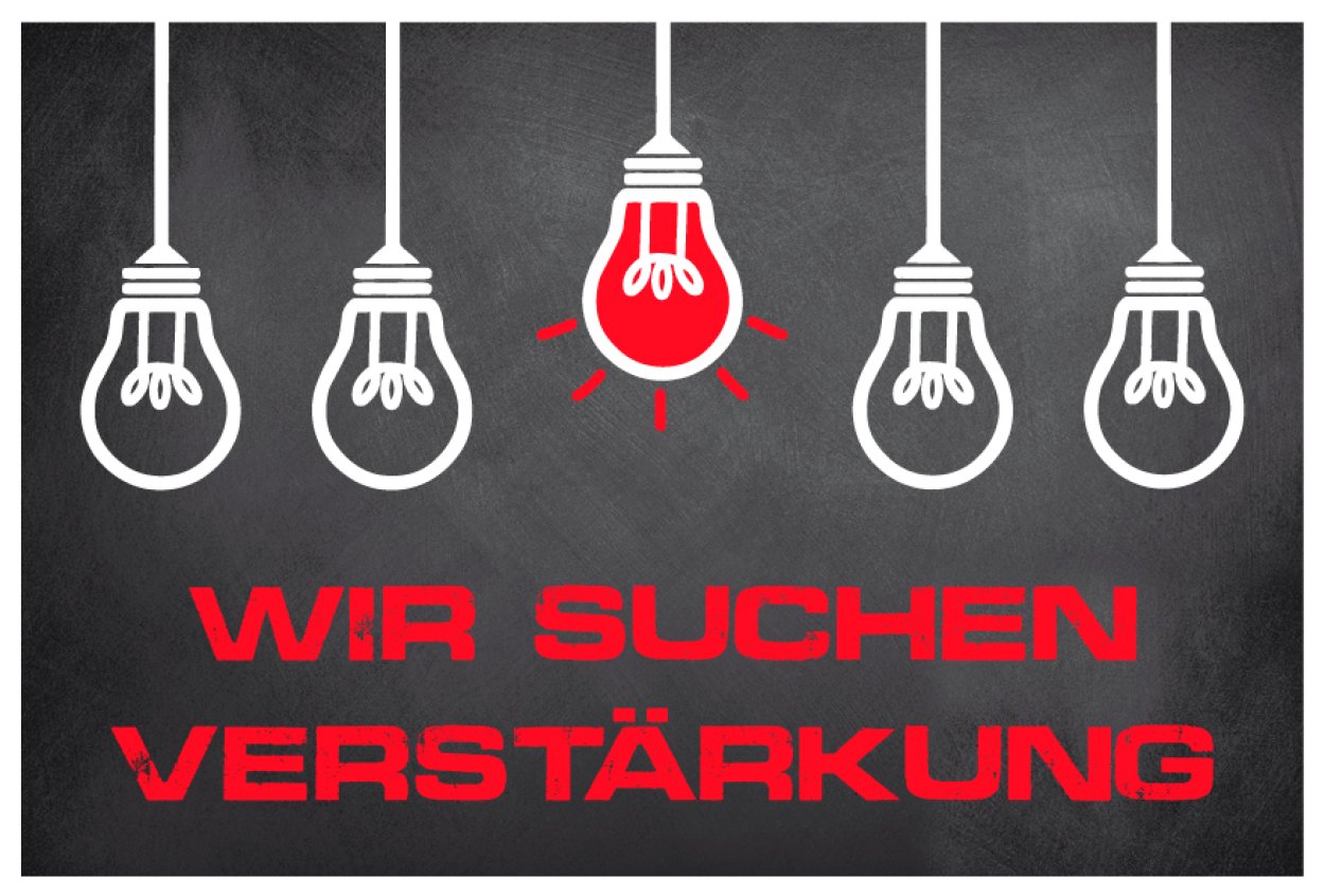Aufkleber Hinweis „Wir suchen Verstärkung“ Bewerbung Etikett | Farbe wählbar