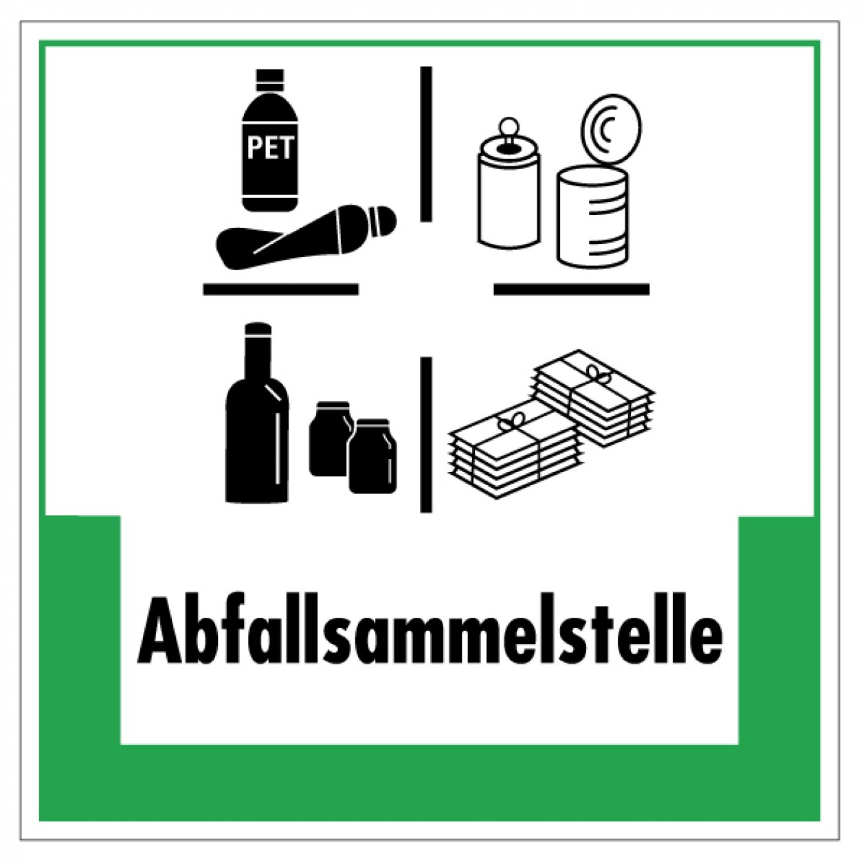Aufkleber Abfallkennzeichnung „Abfallsammelstelle“ Etikett, grün | Größe wählbar Aufkleber Abfallkennzeichnung „Abfallsammelstelle“ Etikett, grün | Größe wählbar