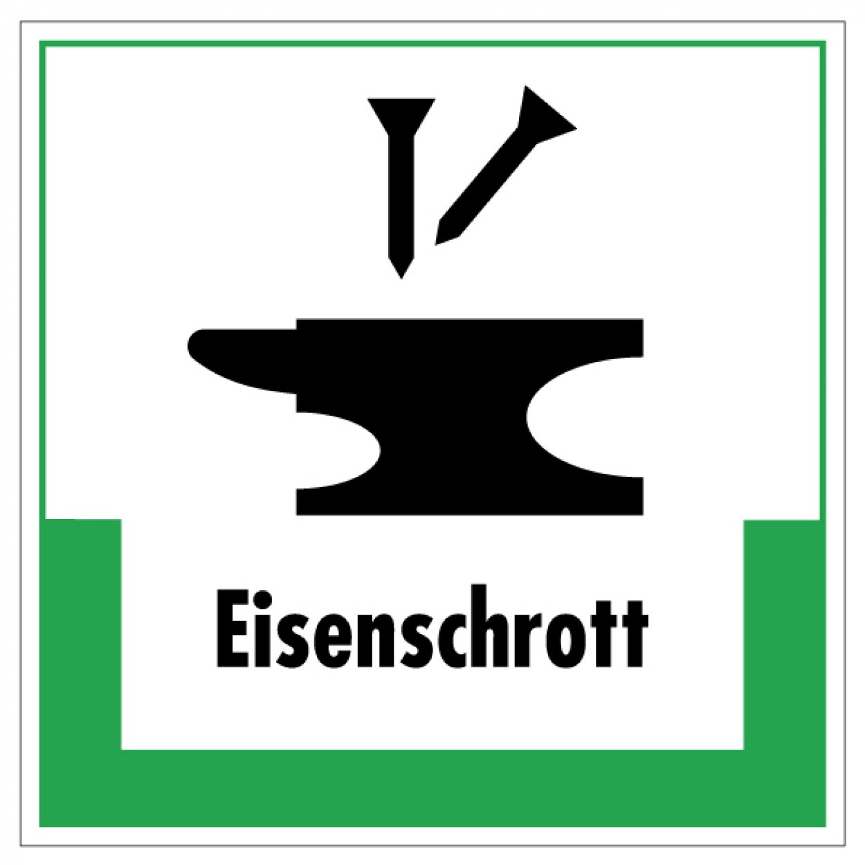 Aufkleber Abfallkennzeichnung "Eisenschrott" Recycling Schild Folie, grün 5-40cm