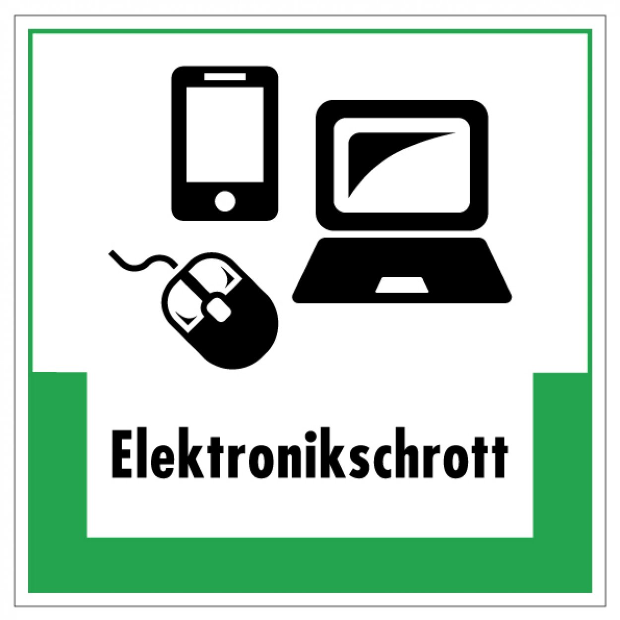 Aufkleber Abfallkennzeichnung „Elektronikschrott“ Etikett, grün | Größe wählbar Aufkleber Abfallkennzeichnung „Elektronikschrott“ Etikett, grün | Größe wählbar