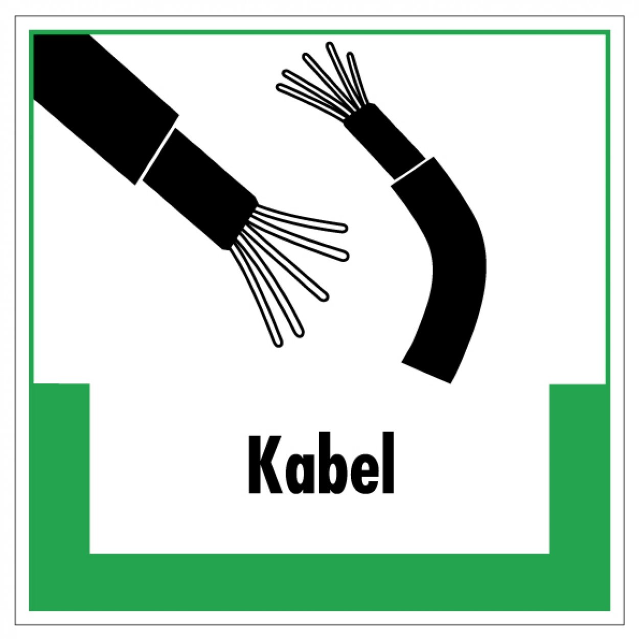 Aufkleber Abfallkennzeichnung „Kabel“ Recycling Etikett, grün | Größe wählbar Aufkleber Abfallkennzeichnung „Kabel“ Recycling Etikett, grün | Größe wählbar