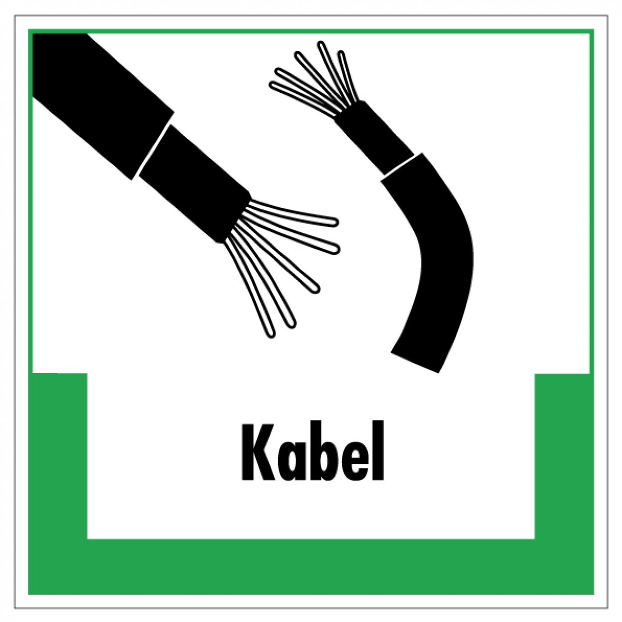 Aufkleber Abfallkennzeichnung "Kabel" Recycling Schild Folie, grün | 5-40cm