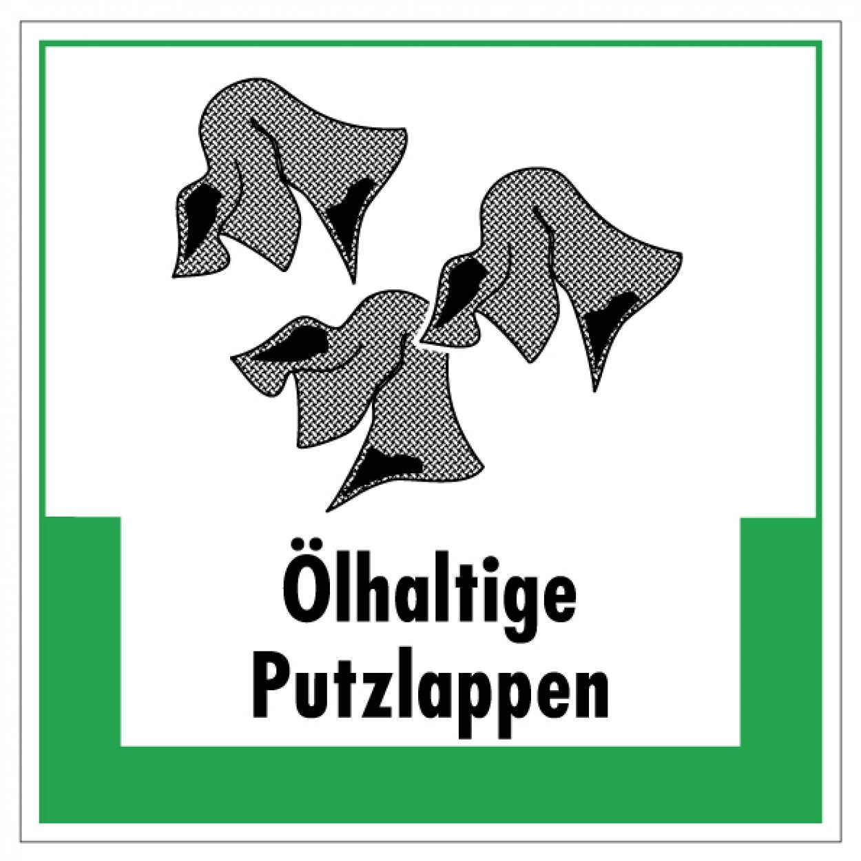 Aufkleber Abfallkennzeichnung „ölhaltige Putzlappen“ Recycling Etikett | Größe wählbar Aufkleber Abfallkennzeichnung „ölhaltige Putzlappen“ Recycling Etikett | Größe wählbar