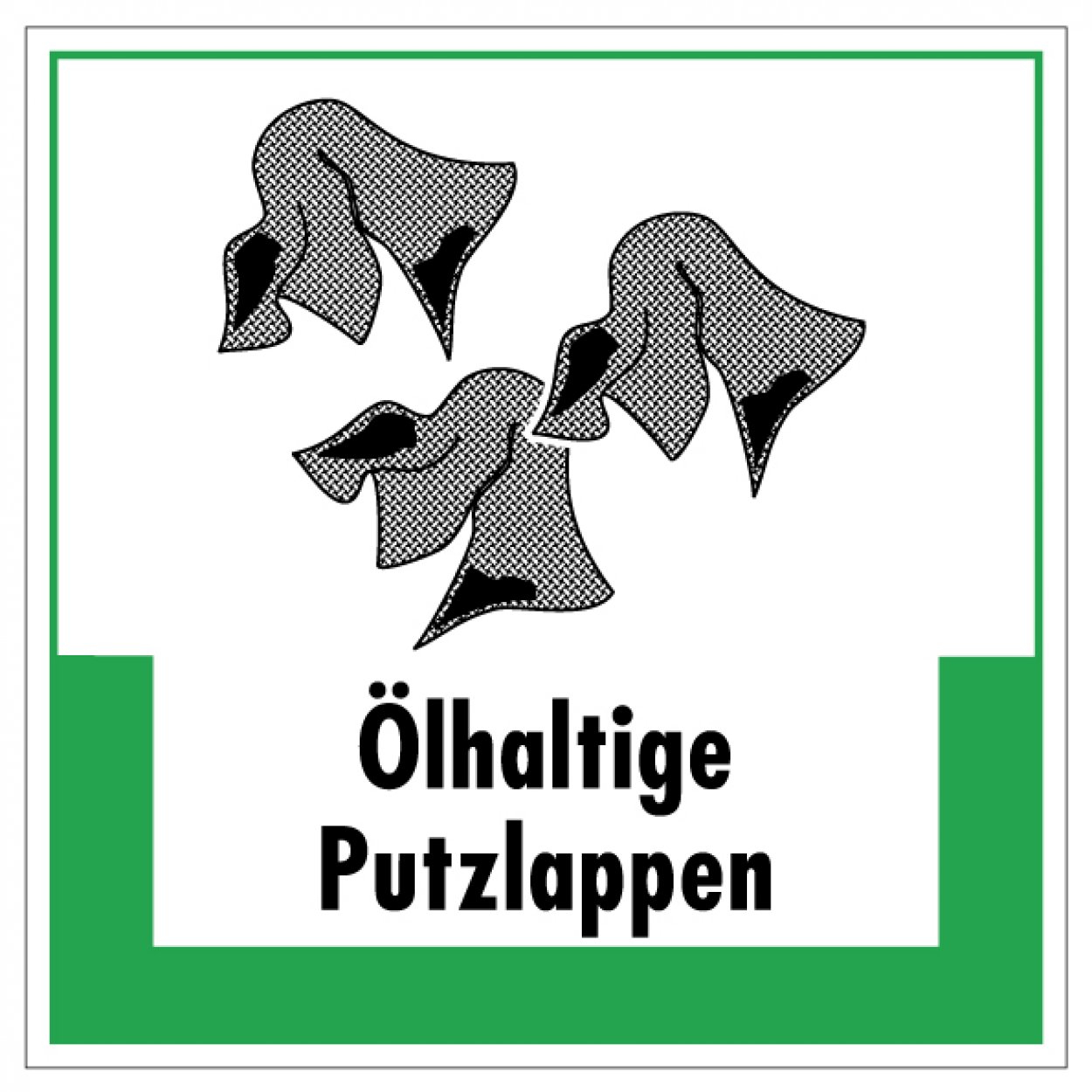 Aufkleber Abfallkennzeichnung "ölhaltige Putzlappen" Recycling Schild 5-40cm