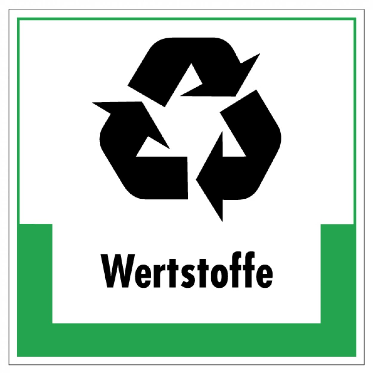 Aufkleber Abfallkennzeichnung "Wertstoffe" Recycling Schild Folie grün | 5-40cm