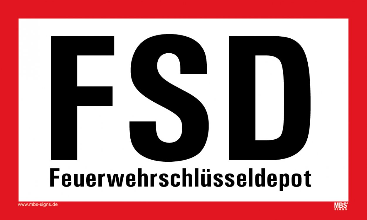 PP-Platte Feuerwehr Schlüssel "FSK / FSD" Hinweis Schild | Variante wählbar