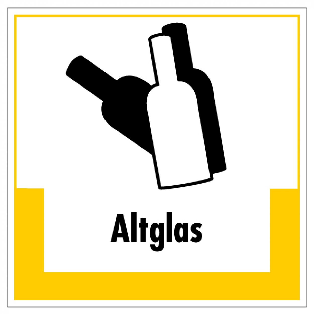Aufkleber Abfallkennzeichnung „Altglas“ Recycling Etikett, gelb | Größe wählbar Aufkleber Abfallkennzeichnung „Altglas“ Recycling Etikett, gelb | Größe wählbar