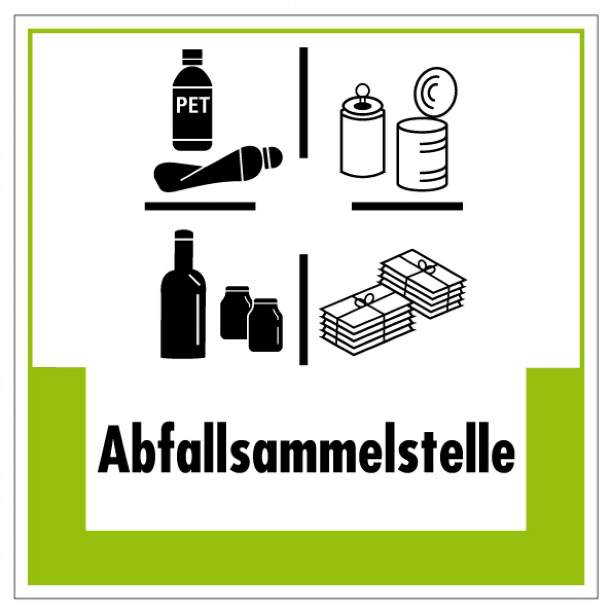 Aufkleber Abfallkennzeichnung „Abfallsammelstelle“ Etikett, grün | Größe wählbar Aufkleber Abfallkennzeichnung „Abfallsammelstelle“ Etikett, grün | Größe wählbar