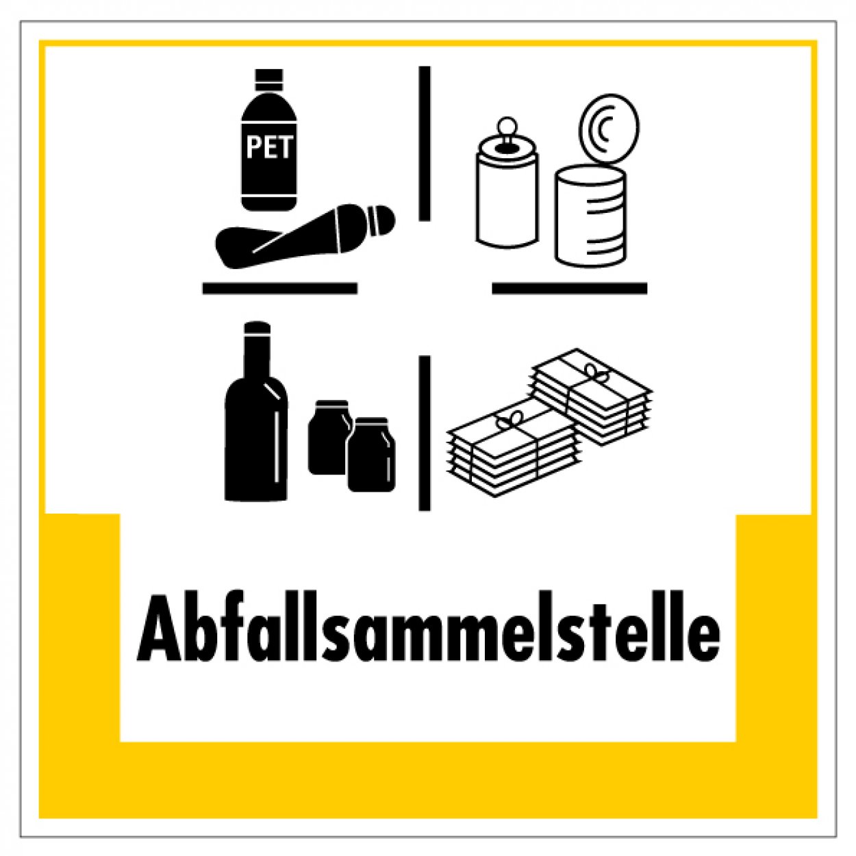 Aufkleber Abfallkennzeichnung „Abfallsammelstelle“ Etikett, gelb | Größe wählbar Aufkleber Abfallkennzeichnung „Abfallsammelstelle“ Etikett, gelb | Größe wählbar
