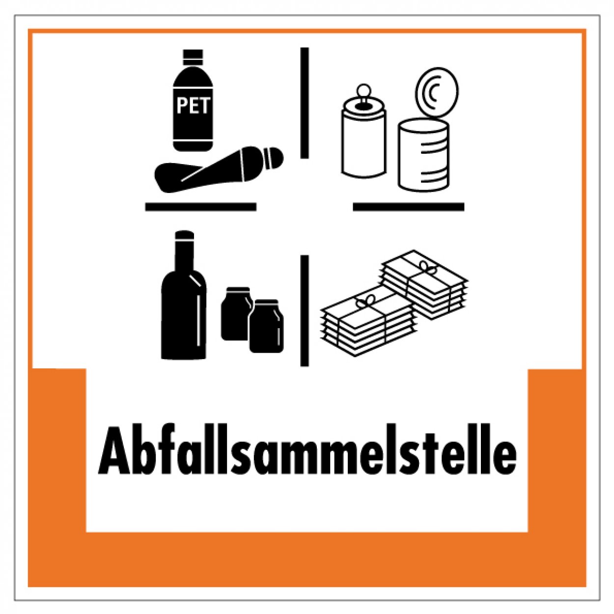 Aufkleber Abfallkennzeichnung „Abfallsammelstelle“ Etikett, orange | Größe wählbar Aufkleber Abfallkennzeichnung „Abfallsammelstelle“ Etikett, orange | Größe wählbar