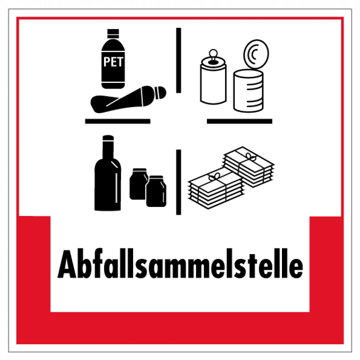 Aufkleber Abfallkennzeichnung „Abfallsammelstelle“ Etikett, rot | Größe wählbar Aufkleber Abfallkennzeichnung „Abfallsammelstelle“ Etikett, rot | Größe wählbar