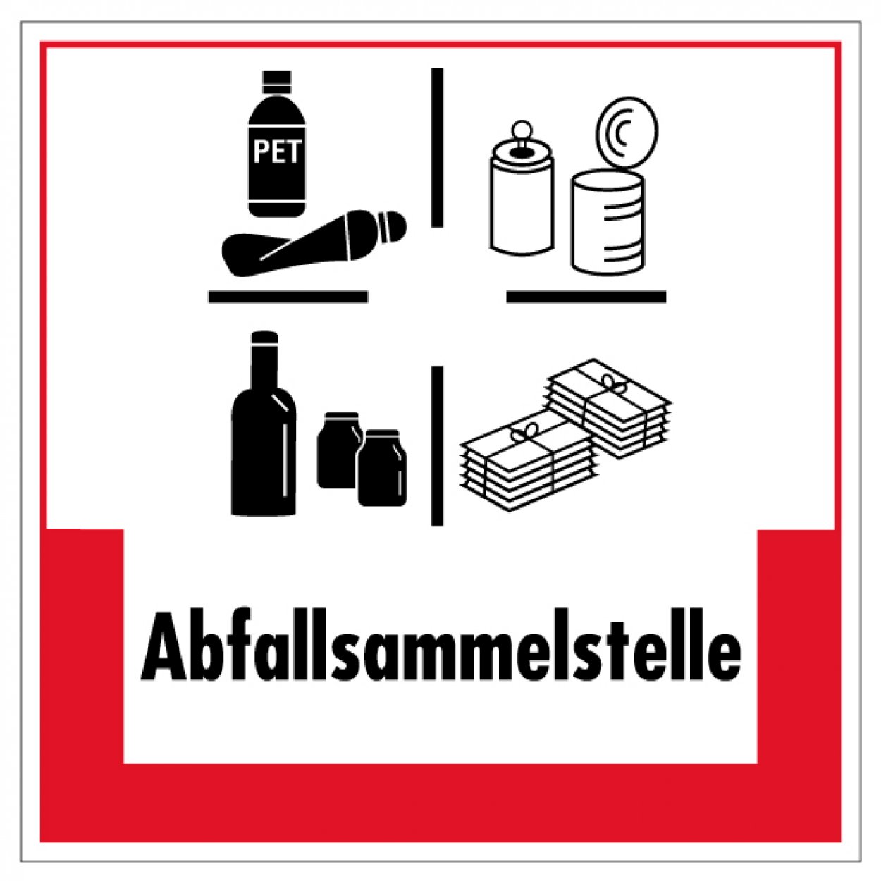 Aufkleber Abfallkennzeichnung "Abfallsammelstelle" Schild Folie, rot | 5-40cm