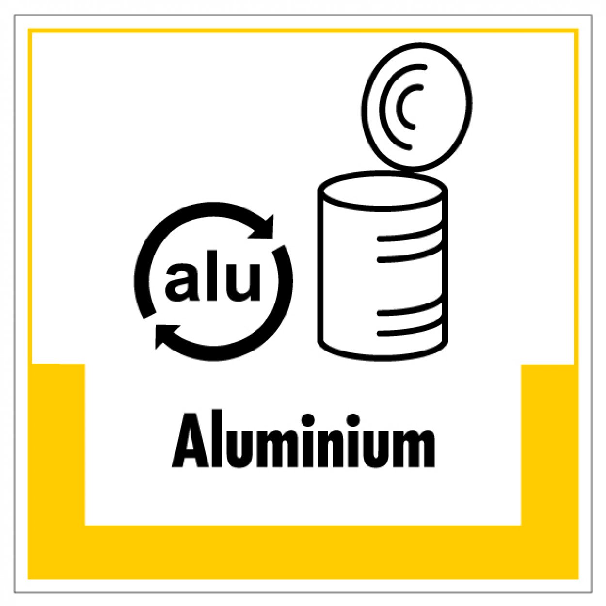 Aufkleber Abfallkennzeichnung "Aluminium" Recyling Schild Folie, gelb | 5-40cm