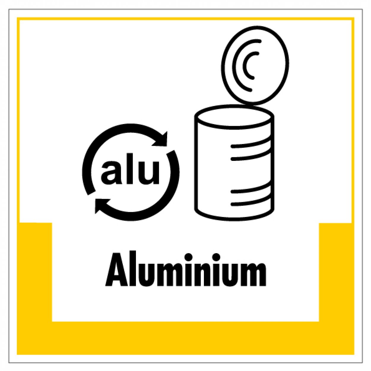 Aufkleber Abfallkennzeichnung „Aluminium“ Recycling Etikett, gelb | Größe wählbar Aufkleber Abfallkennzeichnung „Aluminium“ Recycling Etikett, gelb | Größe wählbar