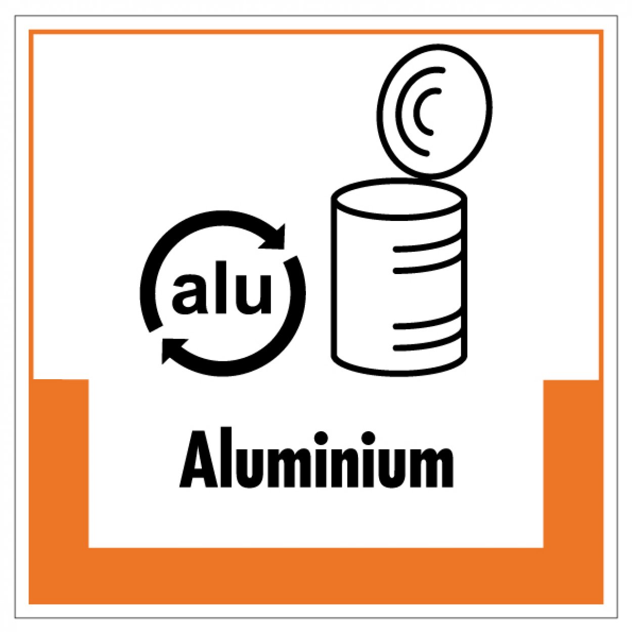 Aufkleber Abfallkennzeichnung „Aluminium“ Recycling Etikett, orange | Größe wählbar Aufkleber Abfallkennzeichnung „Aluminium“ Recycling Etikett, orange | Größe wählbar