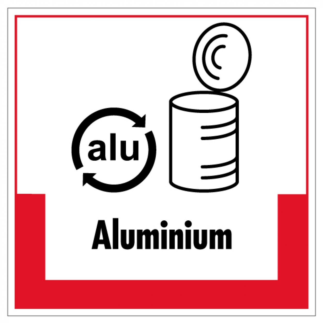 Aufkleber Abfallkennzeichnung „Aluminium“ Recycling Etikett, rot | Größe wählbar Aufkleber Abfallkennzeichnung „Aluminium“ Recycling Etikett, rot | Größe wählbar