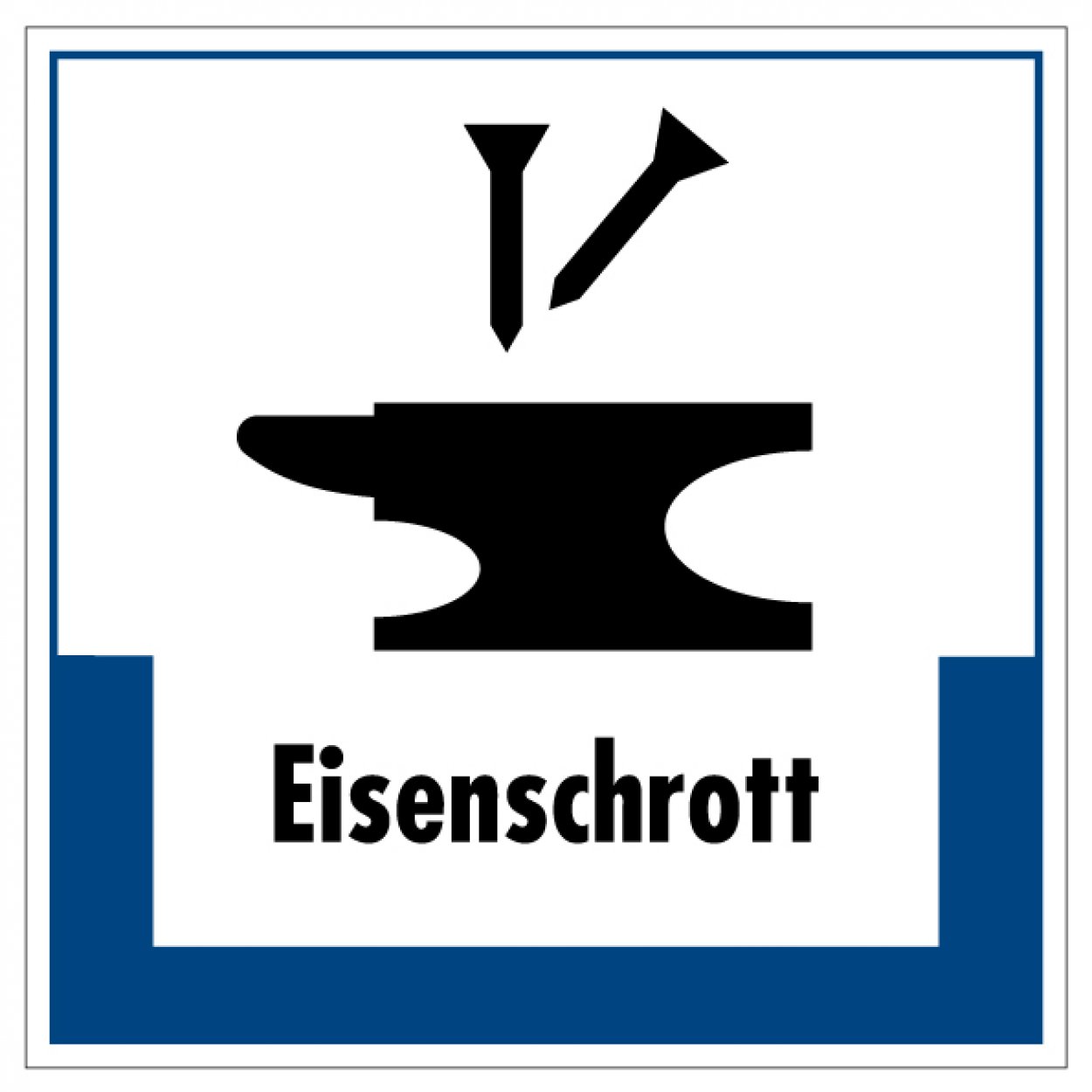 Aufkleber Abfallkennzeichnung "Eisenschrott" Recyling Schild Folie,blau | 5-40cm