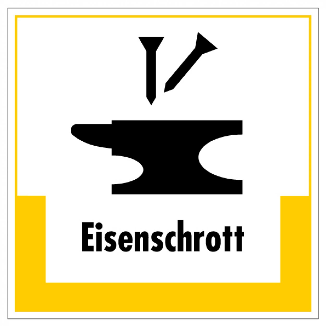Aufkleber Abfallkennzeichnung "Eisenschrott" Recyling Schild Folie, gelb| 5-40cm