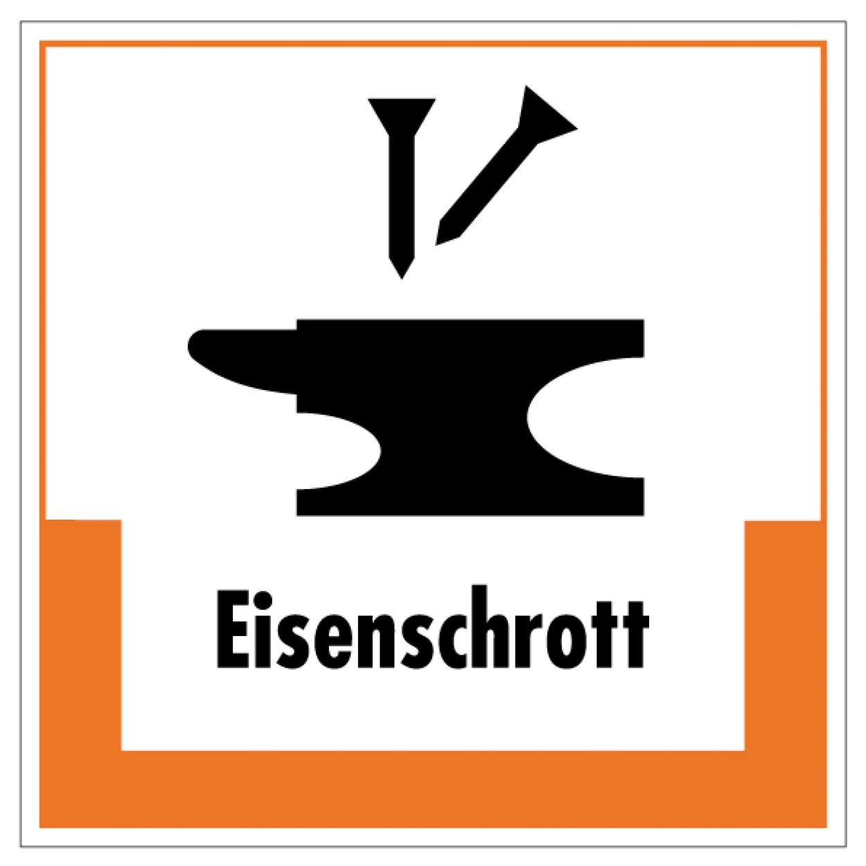 Aufkleber Abfallkennzeichnung „Eisenschrott“ Recyling Etikett, orange | Größe wählbar Aufkleber Abfallkennzeichnung „Eisenschrott“ Recyling Etikett, orange | Größe wählbar