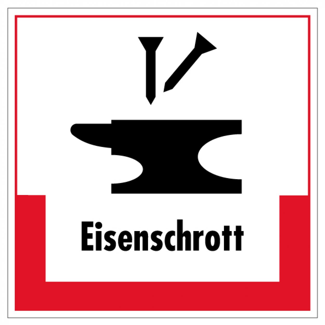 Aufkleber Abfallkennzeichnung "Eisenschrott" Recyling Schild Folie, rot | 5-40cm