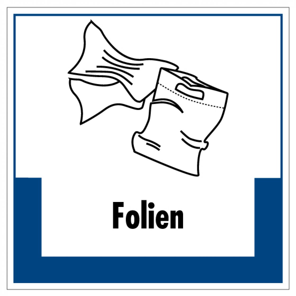Aufkleber Abfallkennzeichnung „Folien“ Recyling Etikett, blau | Größe wählbar Aufkleber Abfallkennzeichnung „Folien“ Recyling Etikett, blau | Größe wählbar